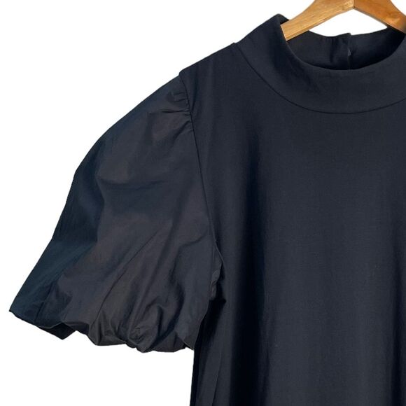 Eloquii‎ Mock Neck Puff Sleeves Mixed Media Mini Dress Black Size 22 NEW - Picture 5 of 11